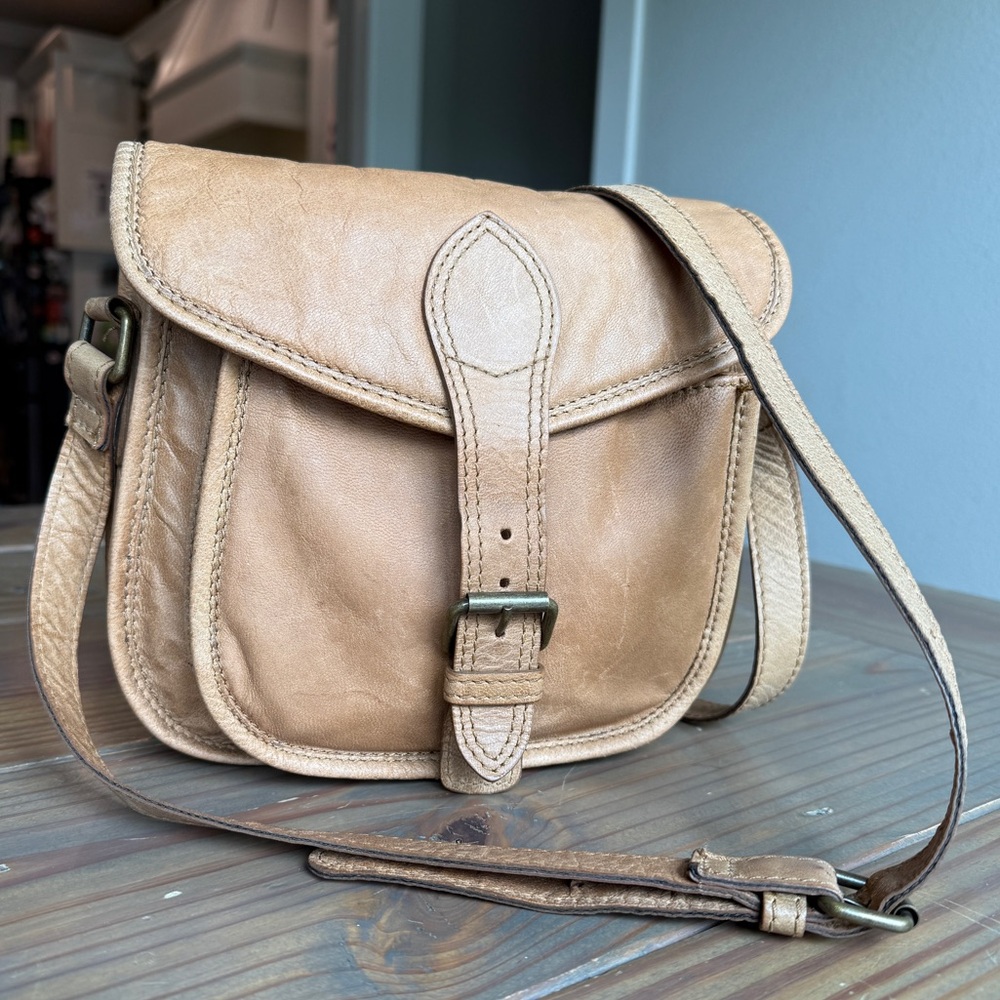 Andrew Marc Tan Leather Crossbody Bag
